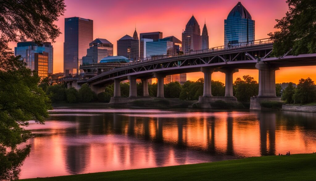 sunset in Columbus Ohio